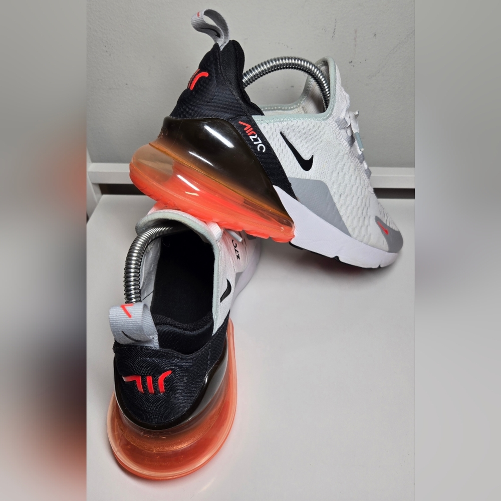 Nike Air Max 270 Women’s Sneakers — White, Gray, Black, Orange Accents - Picture 2 of 13